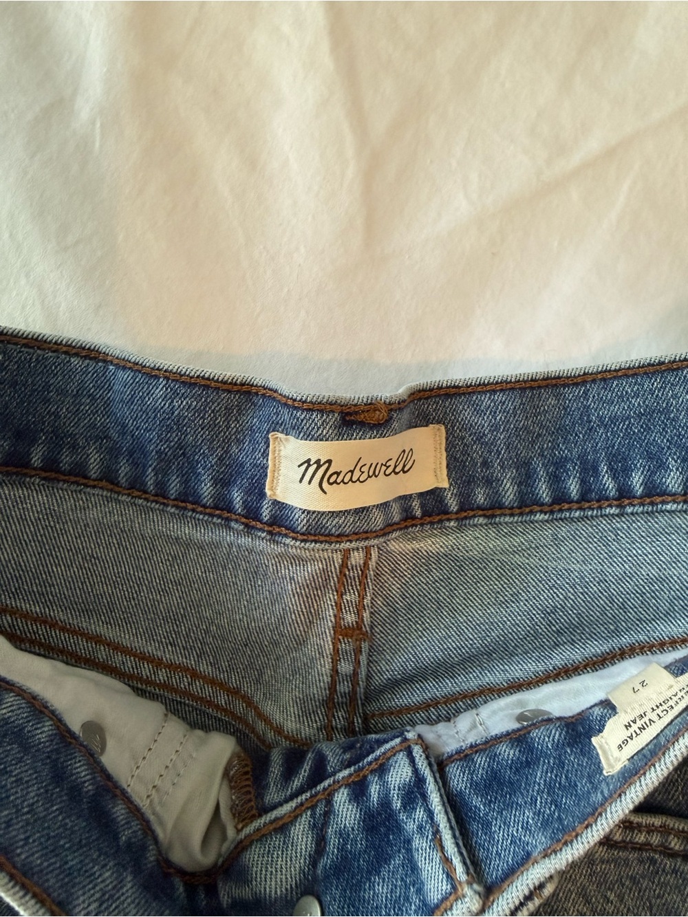 Madewell Distressed Medium Blue Perfect Vintage Straight Jeans - Picture 3 of 6